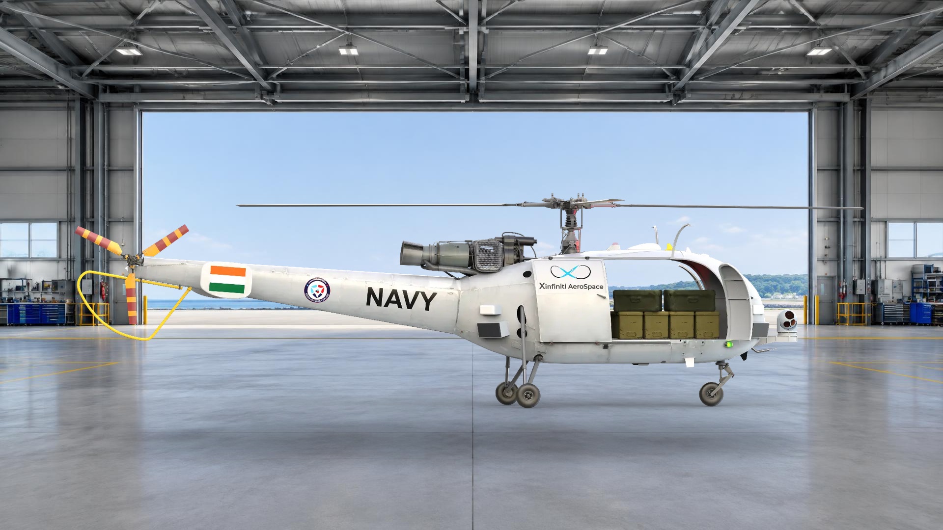 NCAS autonomous Chetak helicopter render