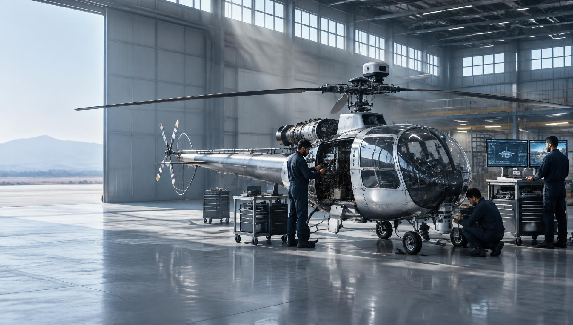 Engineers converting a utility helicopter for autonomous flight